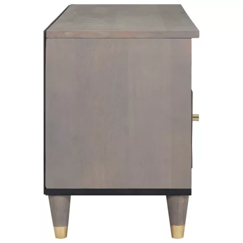  TV szekrény Szürke és Arany 100 x 33.5 x 46 cm Tömör mangófa