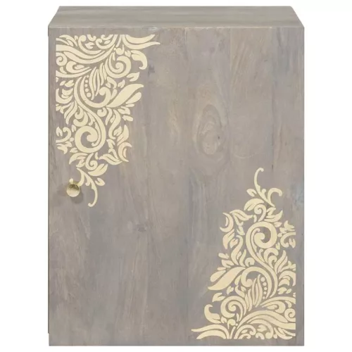  Fürdőszobai faliszekrény Szürke 38 x 33 x 48 cm Tömör mangófa