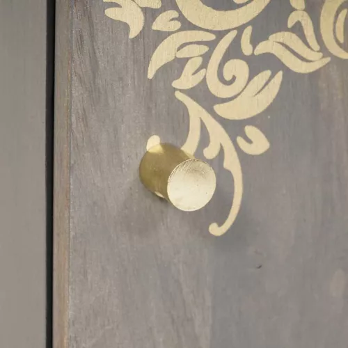  Fürdőszobai faliszekrény Szürke 38 x 33 x 48 cm Tömör mangófa