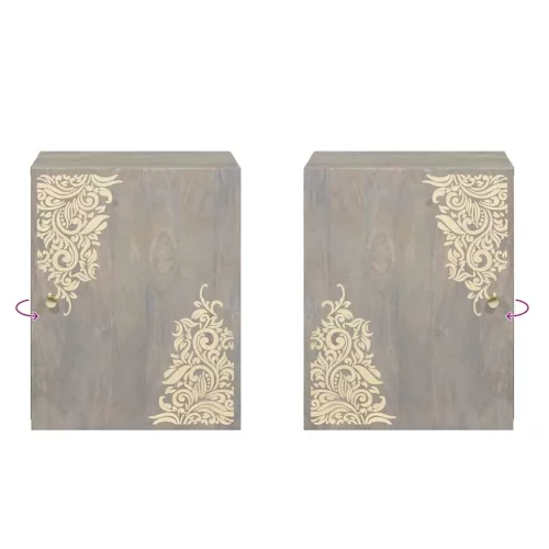  Fürdőszobai faliszekrény Szürke 38 x 33 x 48 cm Tömör mangófa