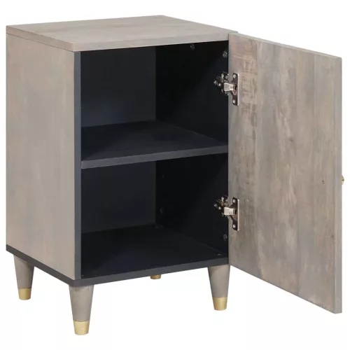  Fürdőszoba Székény ajtóval Szürke 38 x 33 x 58 cm Tömör mangófa