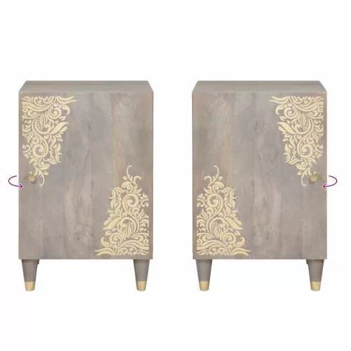  Fürdőszoba Székény ajtóval Szürke 38 x 33 x 58 cm Tömör mangófa