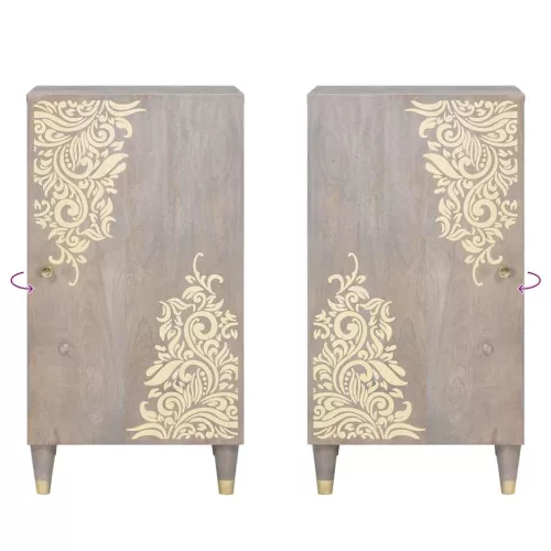  Széf polcokkal Szürke és Arany 40 x 33.5 x 75 cm Tömör mangófa