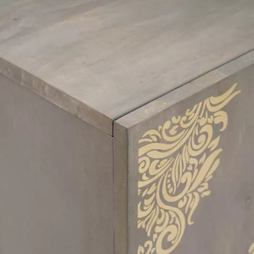  Széf polcokkal Szürke és Arany 60 x 33 x 75 cm Tömör mangófa