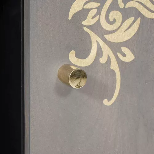  Széf polcokkal Szürke és Arany 90 x 33.5 x 75 cm Tömör mangófa