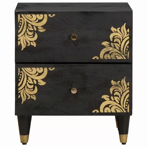  Éjjeliszekrény 2 pcs Fekete 40 x 33 x 46 cm Tömör Mangófát