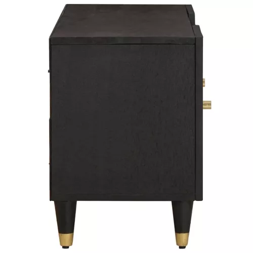  TV szekrény polcokkal Fekete 105 x 33 x 46 cm Tömör Mangófát