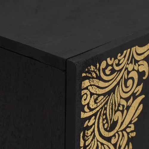  TV szekrény polcokkal Fekete 105 x 33 x 46 cm Tömör Mangófát