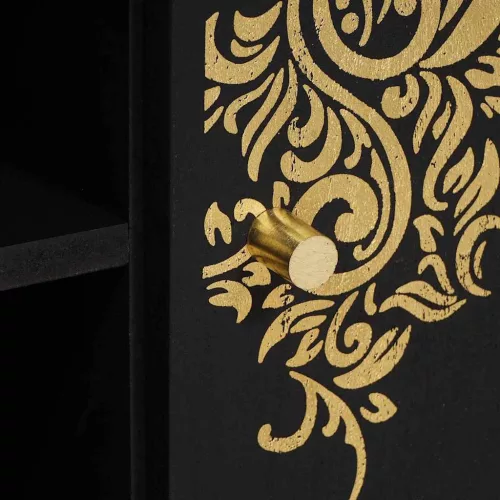  TV szekrény polcokkal Fekete 105 x 33 x 46 cm Tömör Mangófát