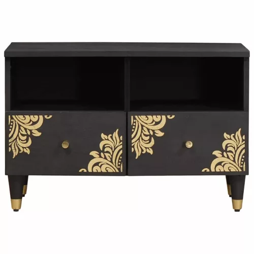  TV szekrény fiókkal Fekete 70 x 33 x 46 cm Tömör Mangófát