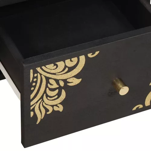  TV szekrény fiókkal Fekete 70 x 33 x 46 cm Tömör Mangófát