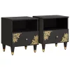  Éjjeliszekrény 2 pcs Fekete 40 x 33 x 46 cm Tömör Mangófát