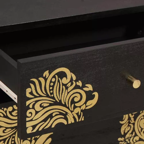  Éjjeli szekrény ajtóval Fekete 50 x 33 x 60 cm Tömör Mangófát