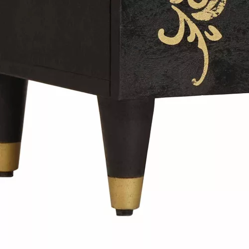  Éjjeli szekrény ajtóval Fekete 50 x 33 x 60 cm Tömör Mangófát