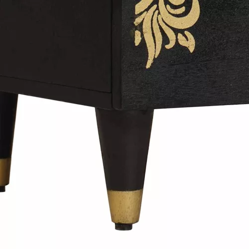  Éjjeliszekrény fiókkal Fekete 50 x 33 x 62 cm Tömör Mangófát