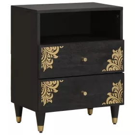    Éjjeliszekrény fiókkal Fekete 50 x 33 x 62 cm Tömör Mangófát