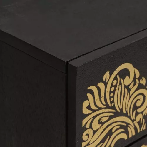  Éjjeli szekrény ajtóval Fekete 50 x 33 x 60 cm Tömör Mangófát