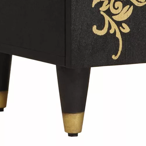  Éjjeli szekrény ajtóval Fekete 50 x 33 x 60 cm Tömör Mangófát