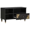  TV szekrény fiókkal Fekete 80 x 33 x 46 cm Tömör Mangófát