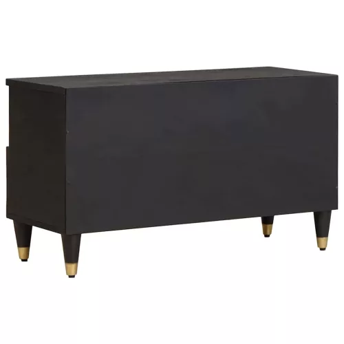  TV szekrény fiókkal Fekete 80 x 33 x 46 cm Tömör Mangófát