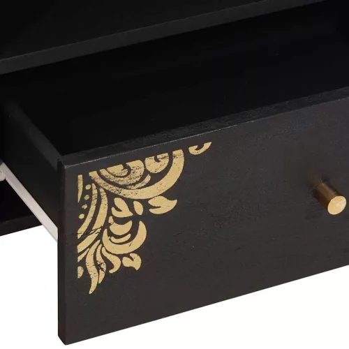  TV szekrény fiókkal Fekete 80 x 33 x 46 cm Tömör Mangófát