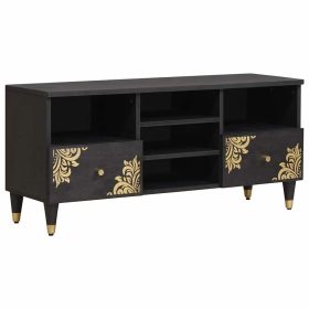    TV szekrény fiókkal Fekete 100 x 33 x 46 cm Tömör Mangófát