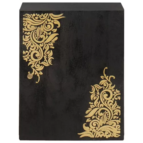  Fali Szekrény tárolóval Fekete 38 x 33 x 48 cm Tömör Mangófát