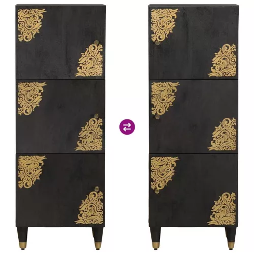  Magasfiú polcokkal Fekete 40 x 33 x 110 cm Tömör Mangófát