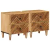  Éjjeli asztal 2 pcs Barna 40 x 33,5 x 46 cm Tömör Mangófát