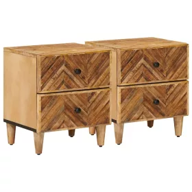    Éjjeli asztal 2 pcs Barna 40 x 33,5 x 46 cm Tömör Mangófát