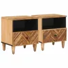 Éjjeli asztal 2 pcs Barna 50 x 33 x 60 cm Tömör Mangófát