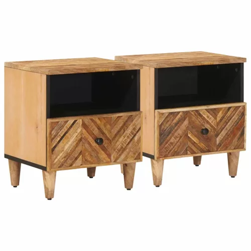  Éjjeli asztal 2 pcs Barna 50 x 33 x 60 cm Tömör Mangófát