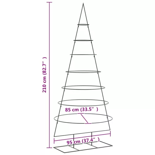  fekete fém karácsonyfa dekorációhoz 210 cm