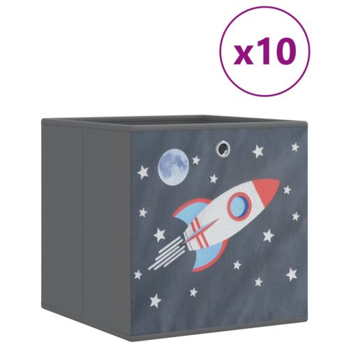  10 db szürke szövet összecsukható tárolódoboz 32x32x32cm