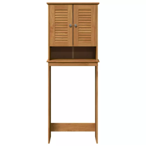  WC Szekrény polcokkal tárolóval ajtóval mézbarna 60 x 27 x 161 cm Tömör fenyőfa