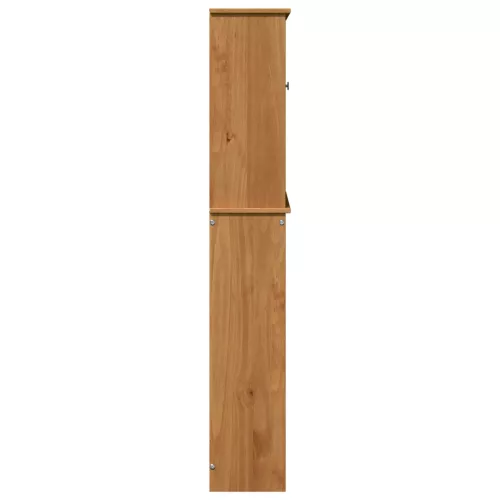  WC Szekrény polcokkal tárolóval ajtóval mézbarna 60 x 27 x 161 cm Tömör fenyőfa