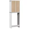  WC Szekrény polcokkal tárolóval ajtóval Fehér 60 x 27 x 161 cm Tömör fenyőfa