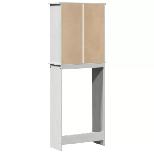  WC Szekrény polcokkal tárolóval ajtóval Fehér 60 x 27 x 161 cm Tömör fenyőfa