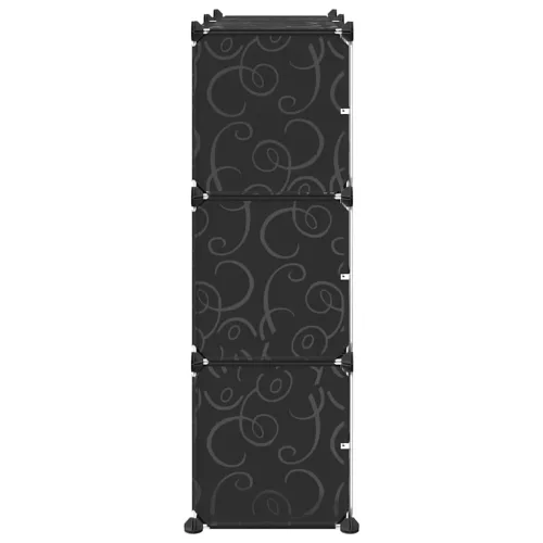  fekete polipropilén tárolókocka 6 db kockával és ajtókkal