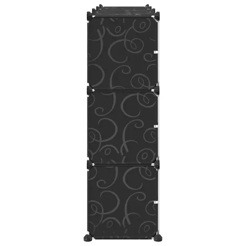  fekete polipropilén tárolókocka 9 db kockával és ajtókkal