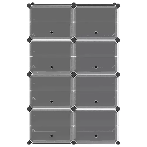  fekete polipropilén tárolókocka 8 db kockával és ajtókkal