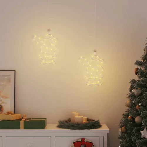  2 db meleg fehér karácsonyi fények mikulás sziluett 35 LED