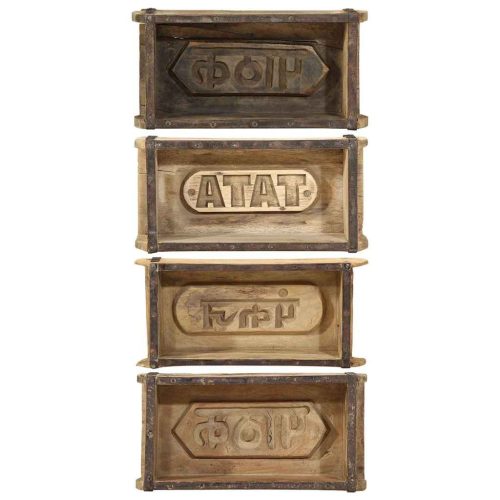  Tálca 4 pcs Barna 30 x 15 x 9 cm Szilárd Újrahasznosított Fa