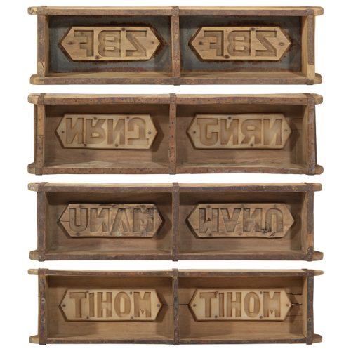  Tálcák 4 db 60,5x15x9 cm Tömör Fa Újrahasznosított