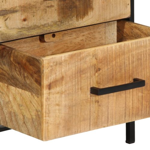  Éjjeli Szekrények 2 db 40x35x50 cm Tömör Fából Készült Rusztikus Mangófából