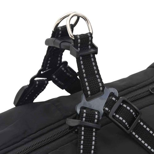  fekete kutyakabát hámmal Vízálló fényvisszaverő L48