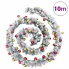  zöld PVC karácsonyi füzér gömbökkel és LED-ekkel 10 m