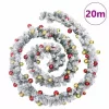 zöld PVC karácsonyi füzér gömbökkel és LED-ekkel 20 m