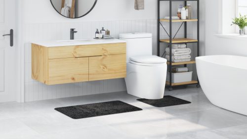  2 darabos fürdőszőnyeg készlet sötétszürke polipropilén csúszásmentes