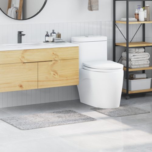  2 darabos fürdőszobai szőnyeg szett szürke poliészter csúszásmentes